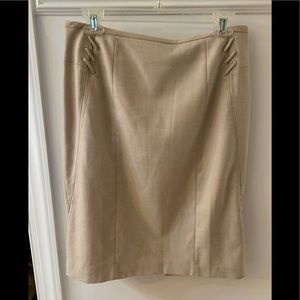 White House Black Market linen look fitted skirt, pretty hip detailing.